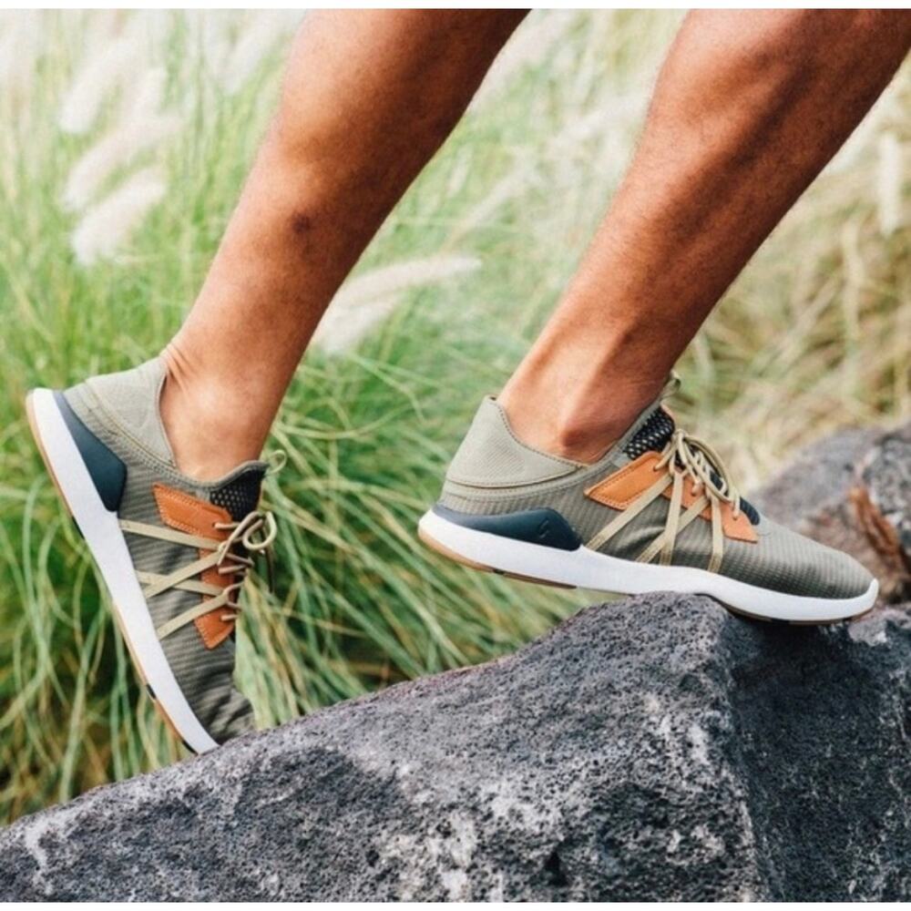 Olukai Mio Li Slip On Sneakers Green Orange Mesh Summer Shoes Men's size 8